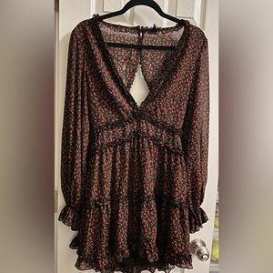 Black dress with tiny black roses